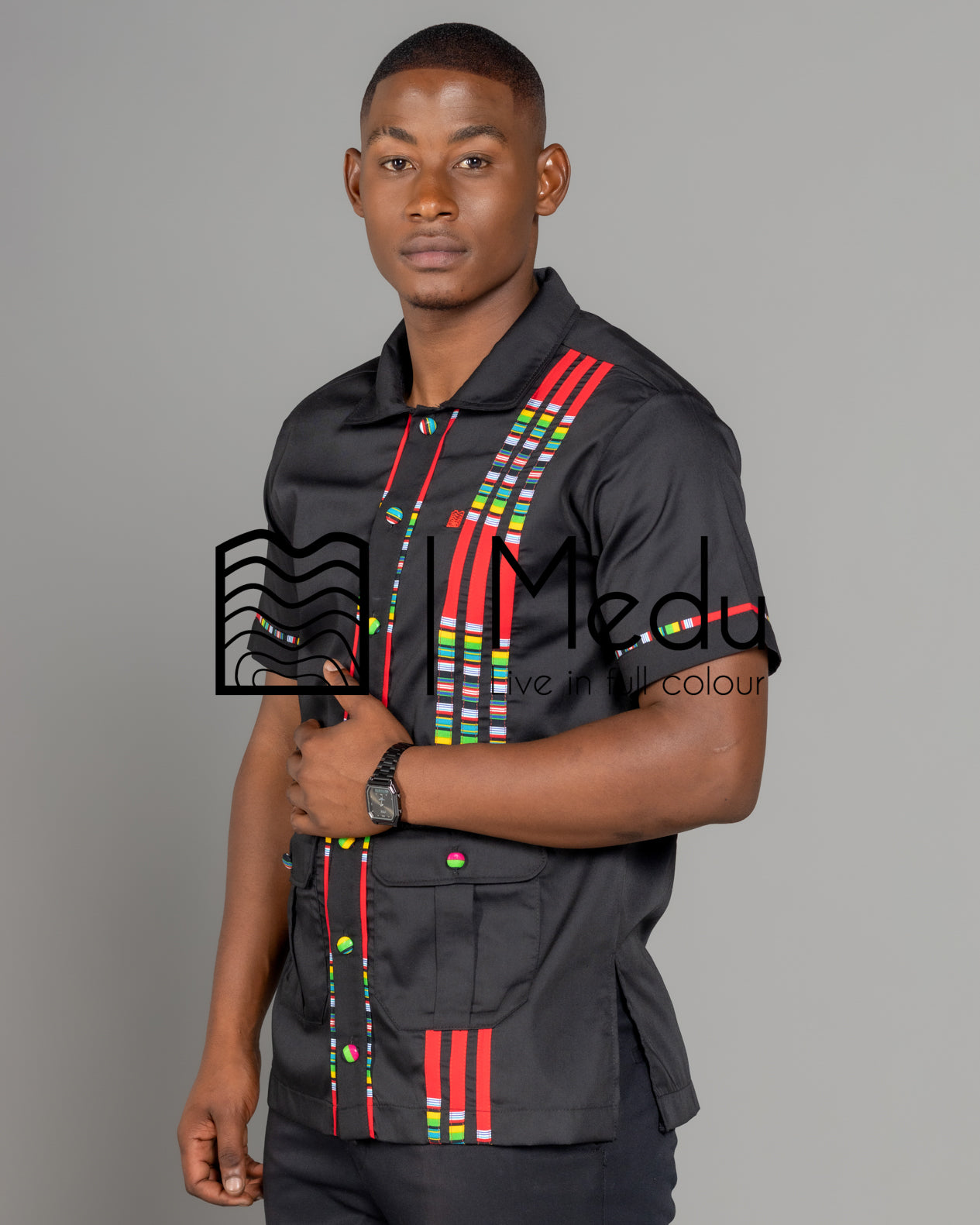 Mashudu Luxe Shirt Black with Red