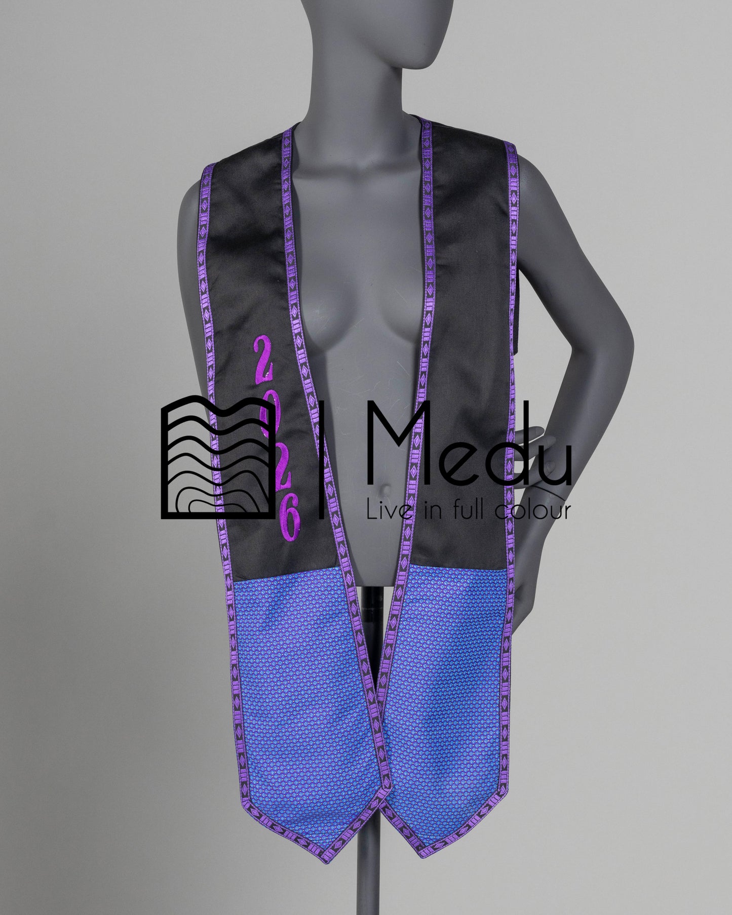 Embroidered Graduation Stole Shweshwe Themed