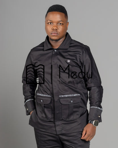 Kwena Luxe Safari Shirt Trimmed with Black