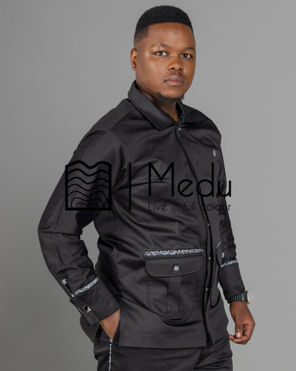 Kwena Luxe Safari Shirt Trimmed with Black