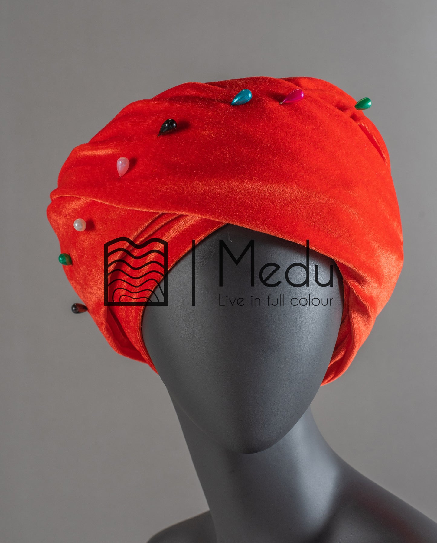 Velvet Headwrap in Orange