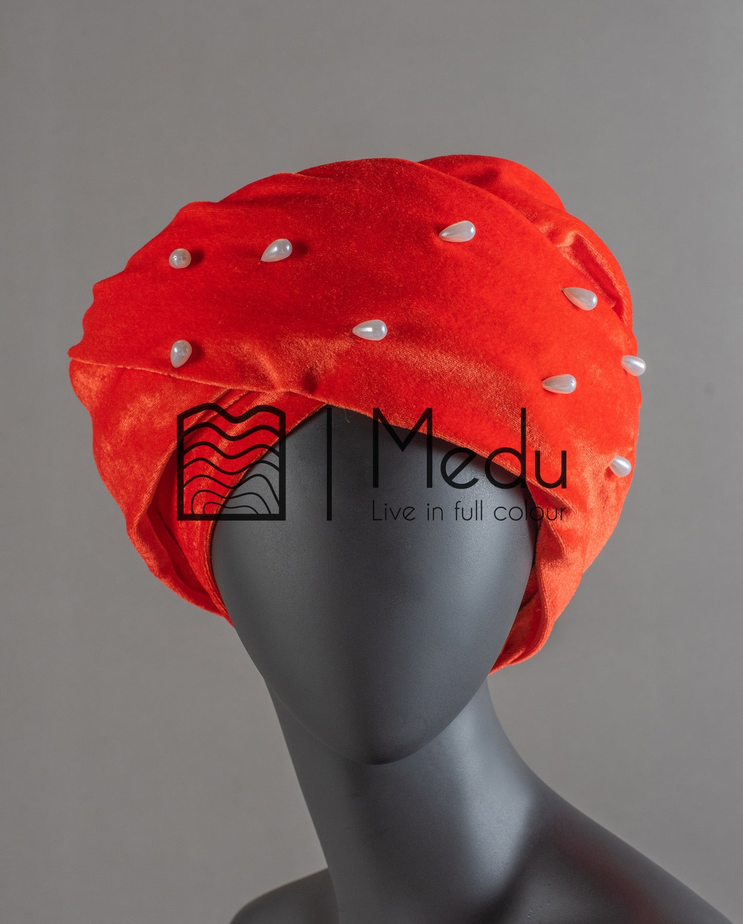 Velvet Headwrap in Orange