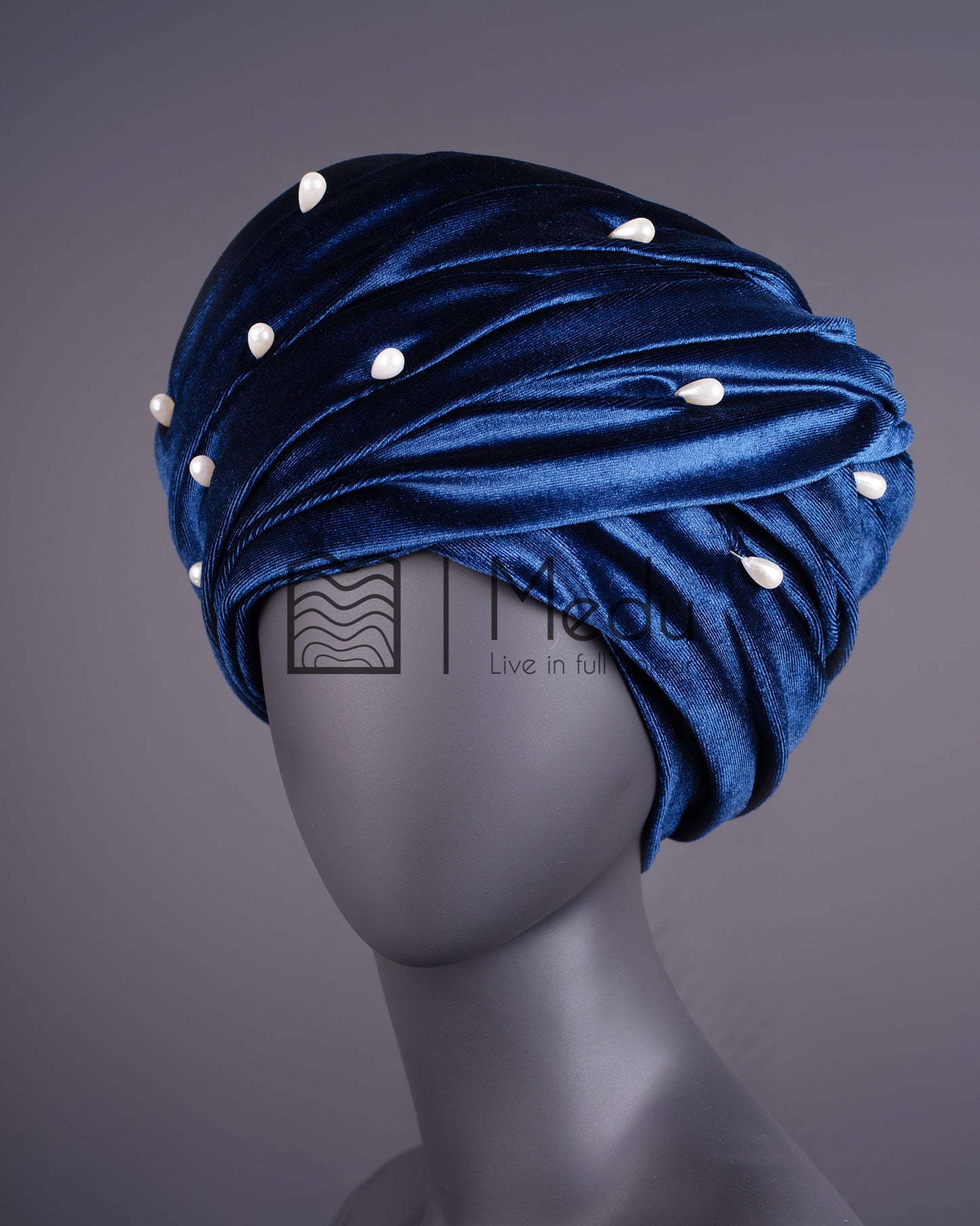 Velvet Headwrap in Navy Blue