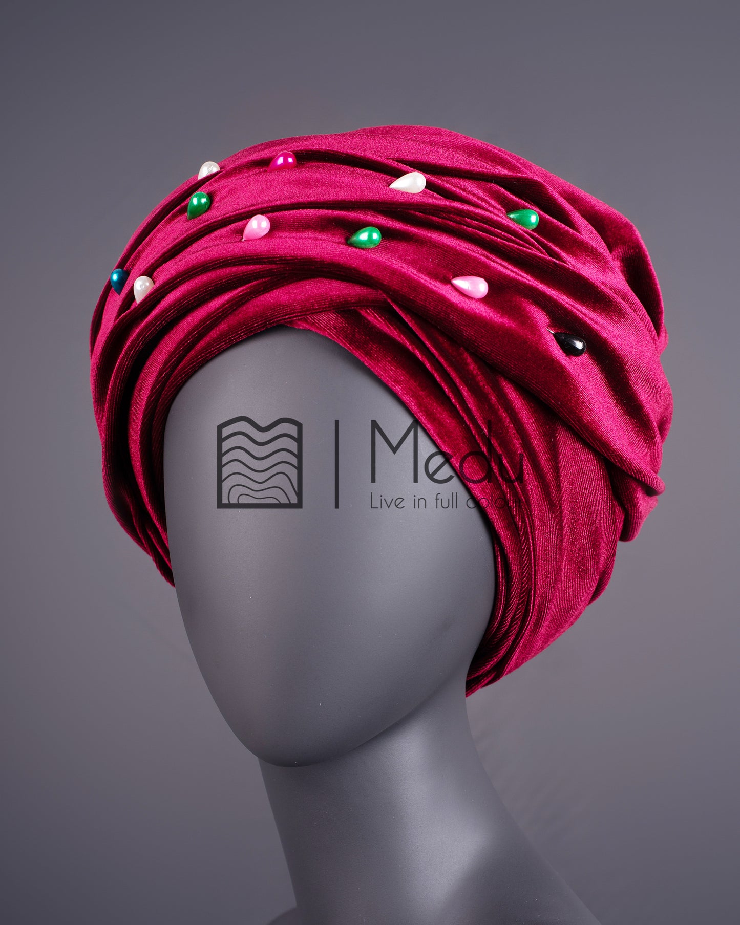 Velvet Headwrap in Maroon