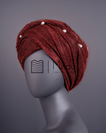 Luxe Bridal Headwrap In Dark Red