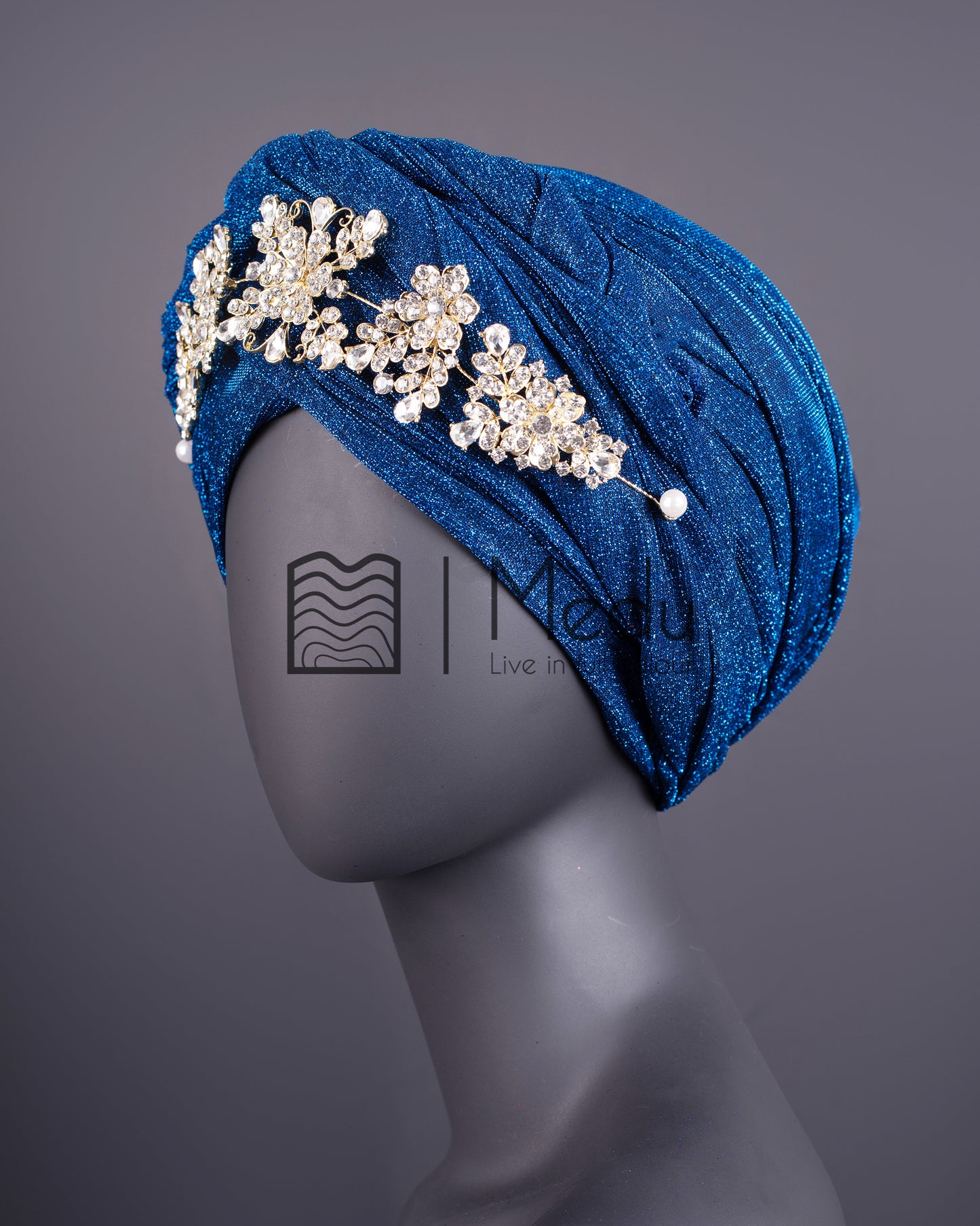 Luxe Bridal Headwrap In Blue