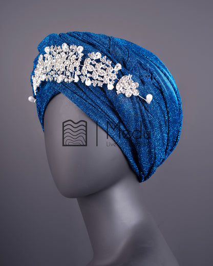 Luxe Bridal Headwrap In Blue
