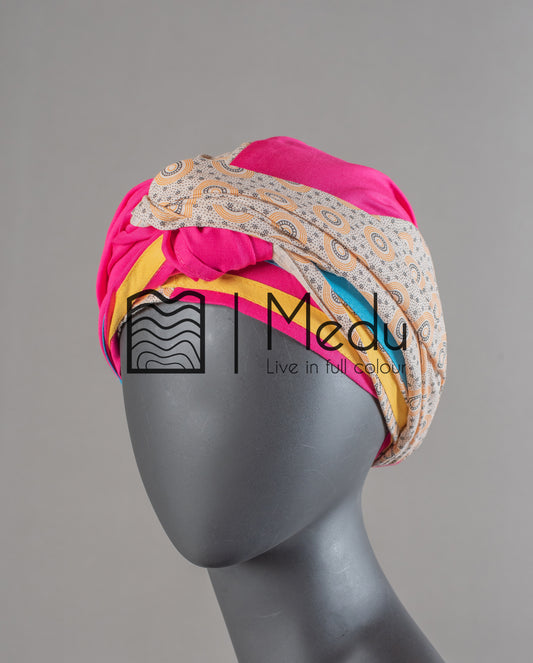 Matching Headwrap in Beige and Pink