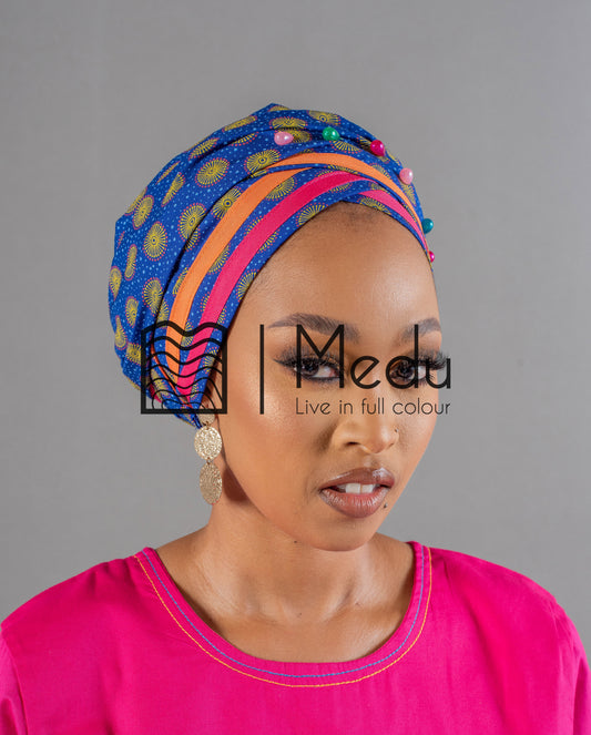 Matching Headwrap in Boledi Blue