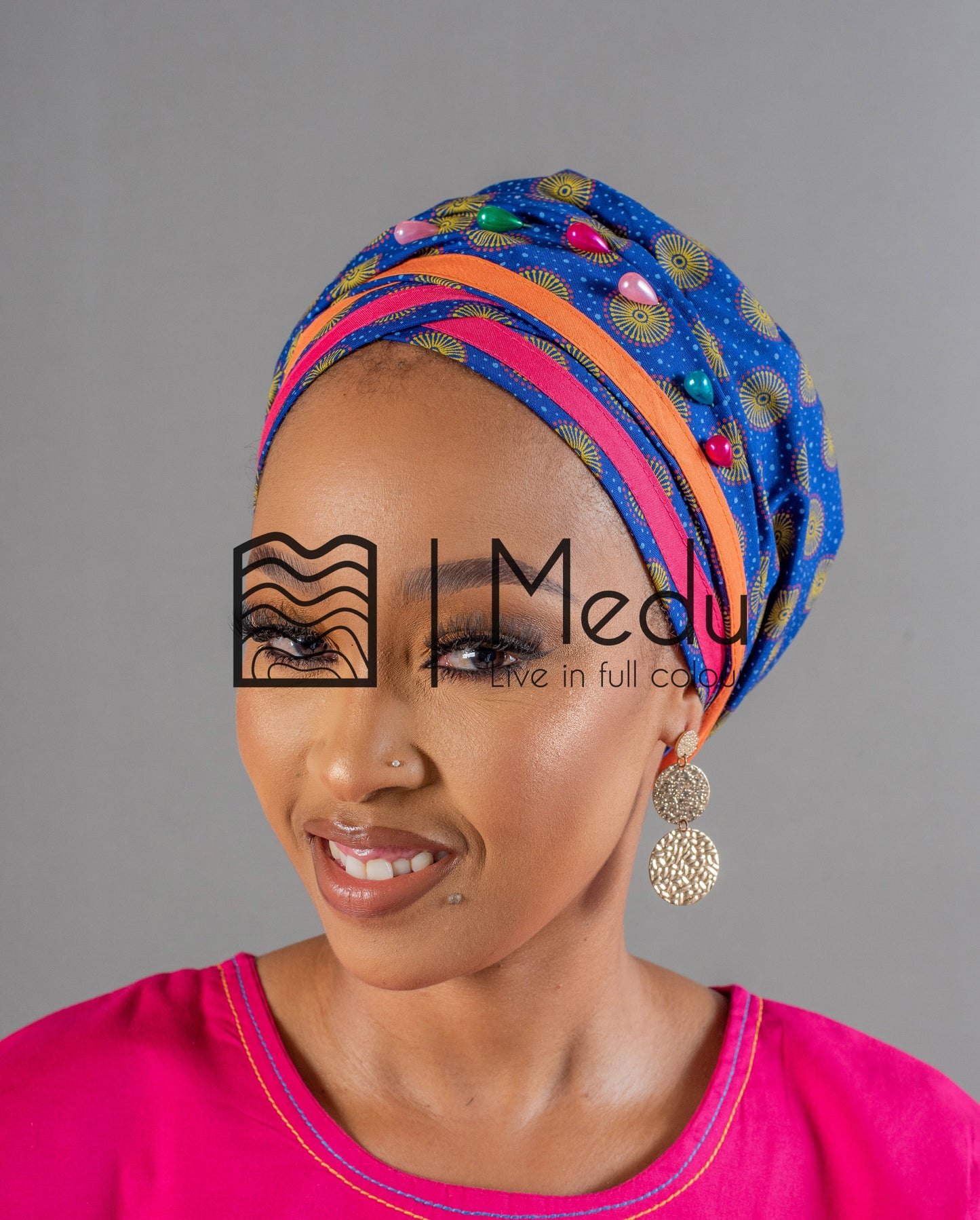 Matching Headwrap in Boledi Blue