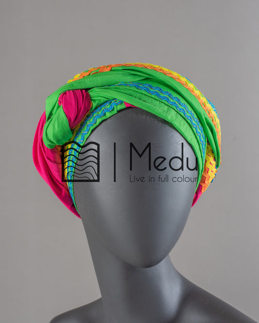 Matching Headwrap in Lime and Pink