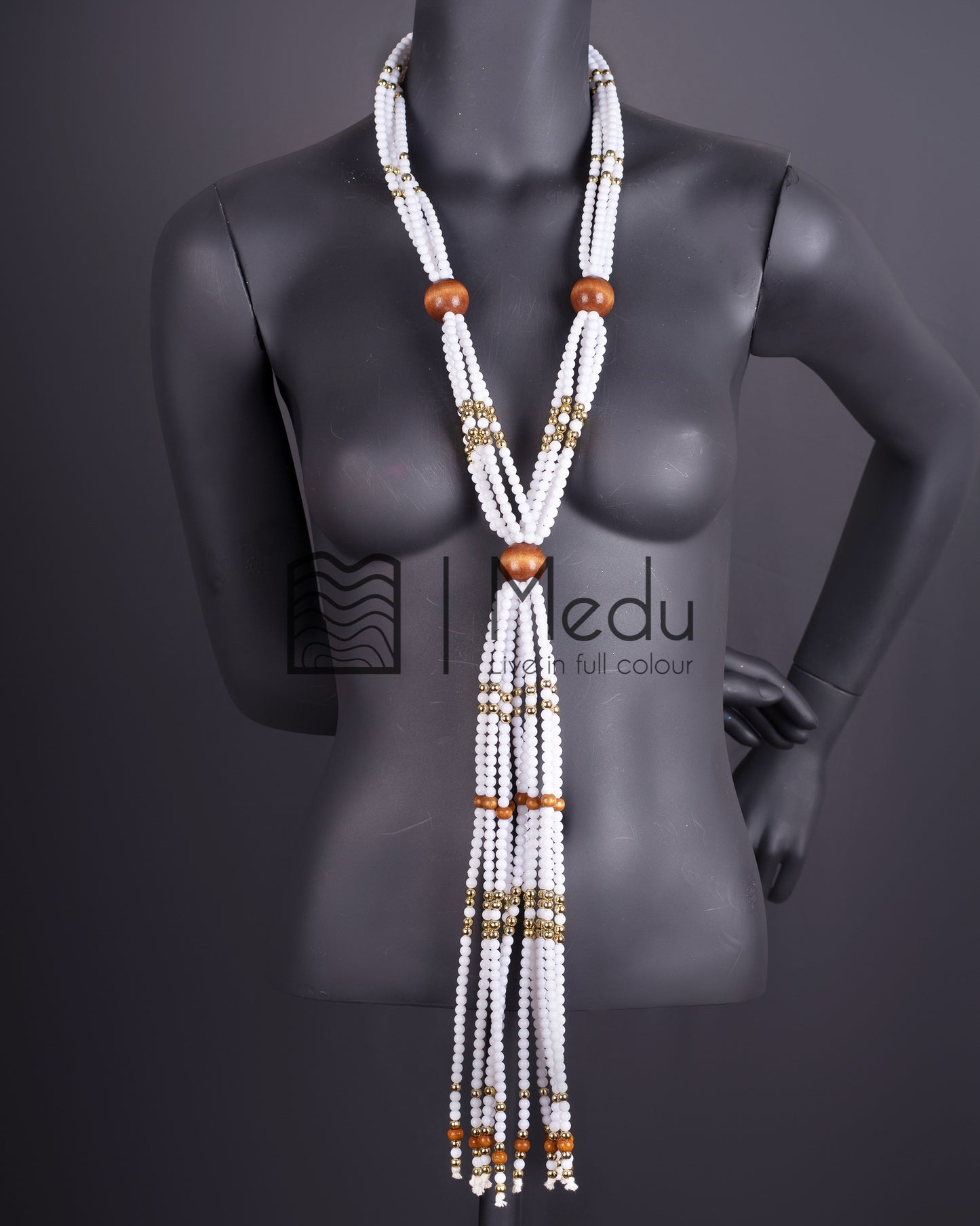 Sepedi Tie Beads White And Gold