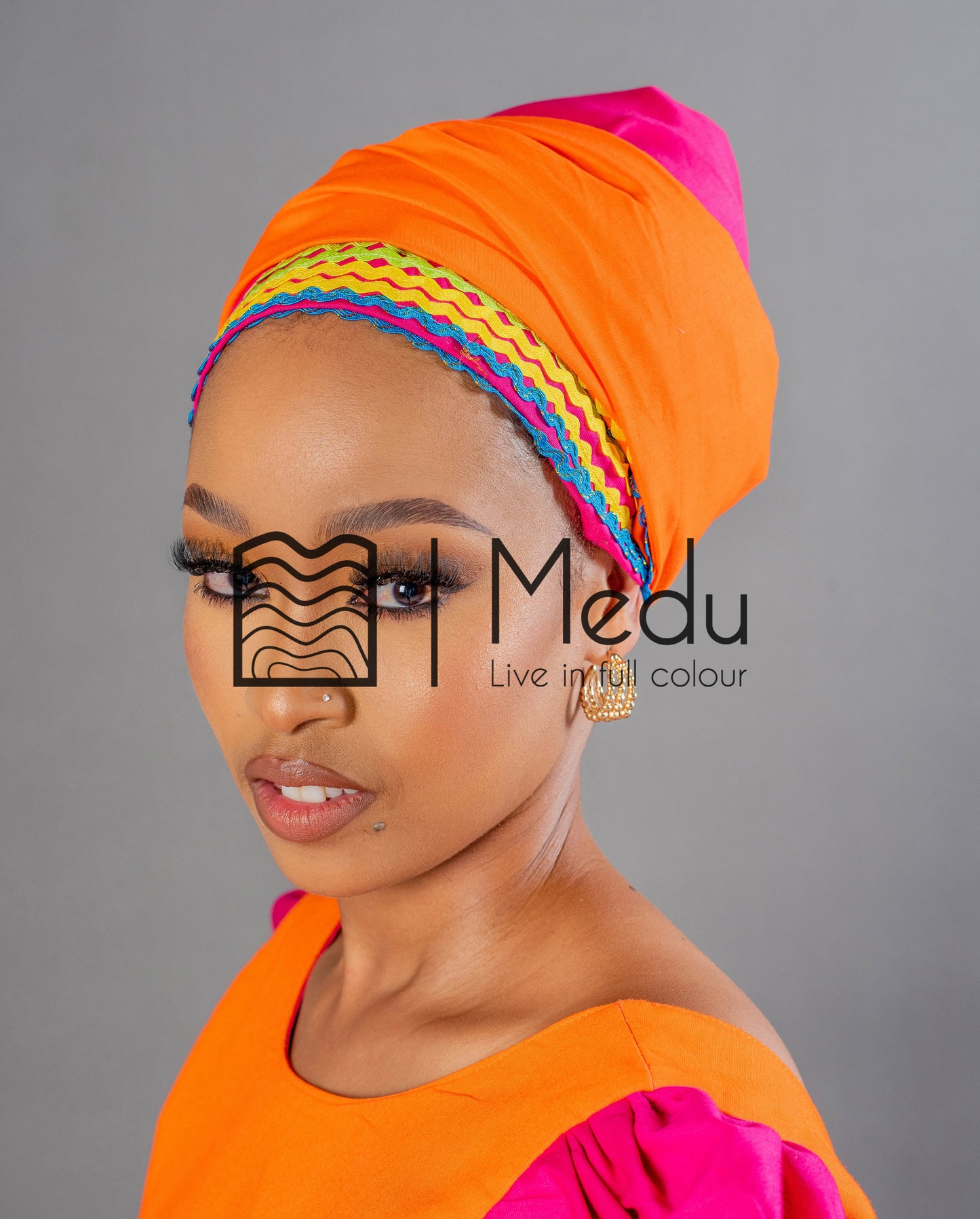 Matching Headwrap in Orange and Pink