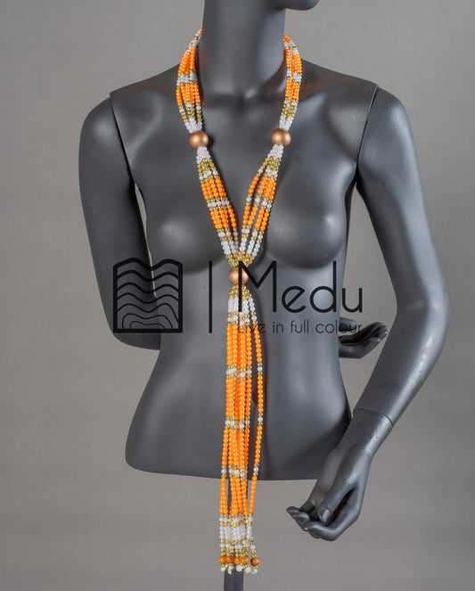 Sepedi Tie Beads Orange and Gold