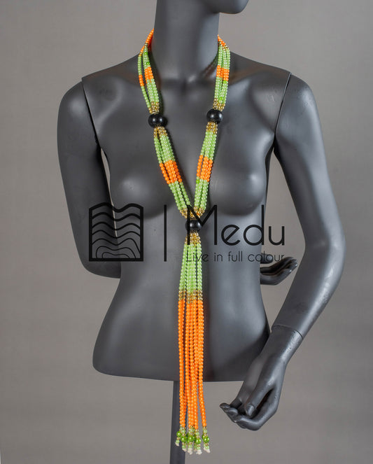 Sepedi Tie Beads Green and Orange