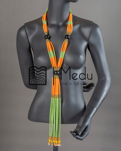 Sepedi Tie Beads Green and Orange