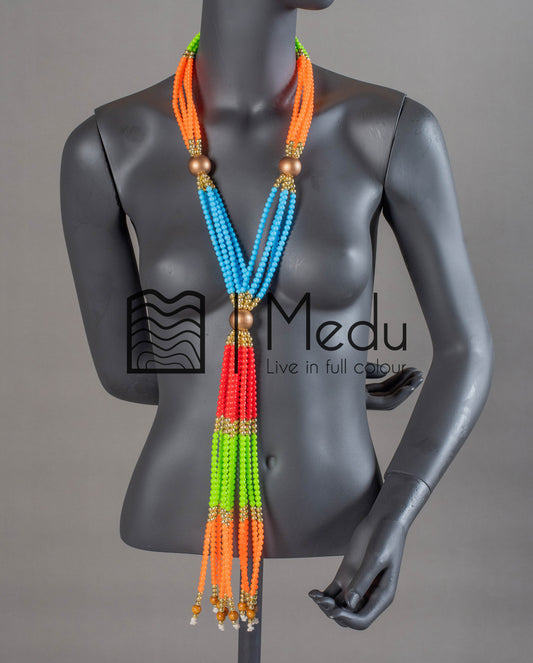 Sepedi Tie Beads Green, Orange and Blue
