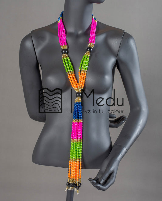 Sepedi Tie Beads Pink, Orange and Green