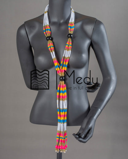 Sepedi Tie Beads White with Multiple colours