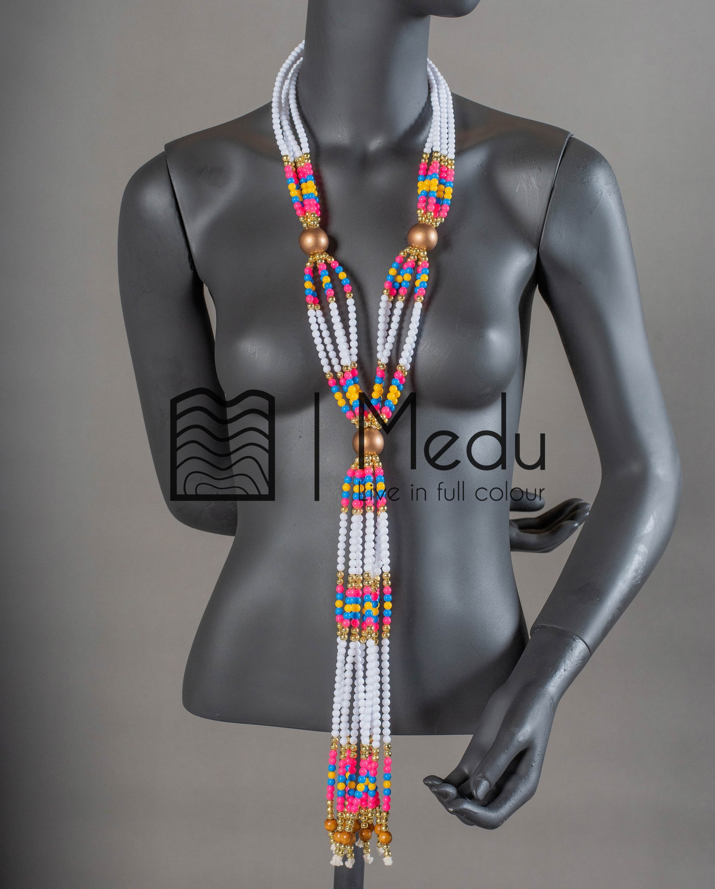 Sepedi Tie Beads White with Multiple colours