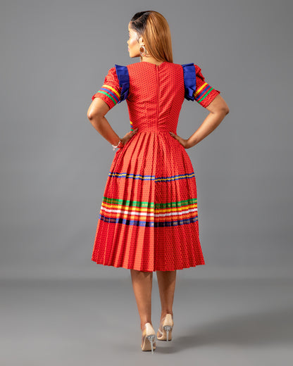 Manoko Pleated Dress in Red