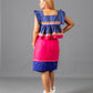 Semabejana and Wrap Skirt Set in Blue Print and Pink