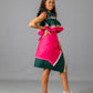 Semabejana and Wrap Skirt Set in Bottle Green and Pink