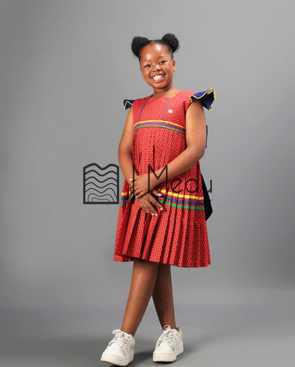 Kiddies Neo Pleated Dress in Red
