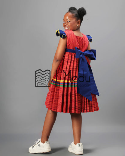 Kiddies Neo Pleated Dress in Red