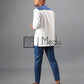 Nape Long Sleeve Shirt in White Trimmed with Blue