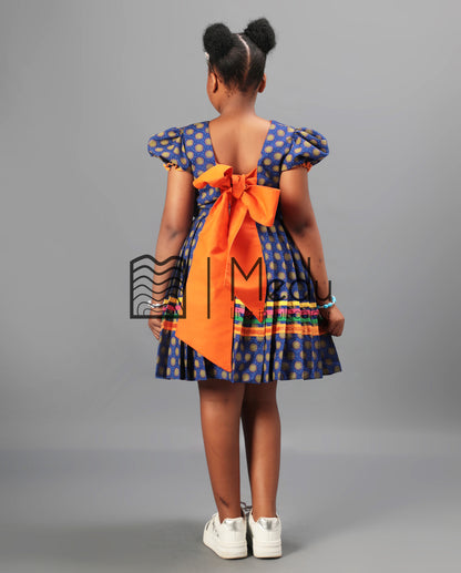 Kiddies Maru Pleated Dress in Blue