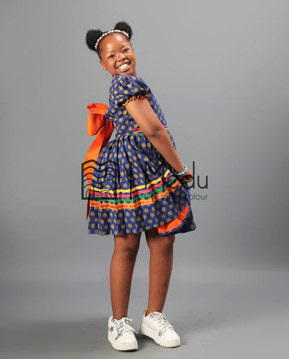 Kiddies Maru Pleated Dress in Blue