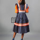 Mogoshadi Pleated Bridal Dress Set in Orange & Blue