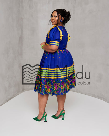 Vutomi Pleated Dress in Royal Blue