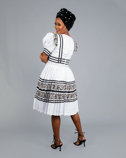 Manaka Bespoke Pleated Dress in White