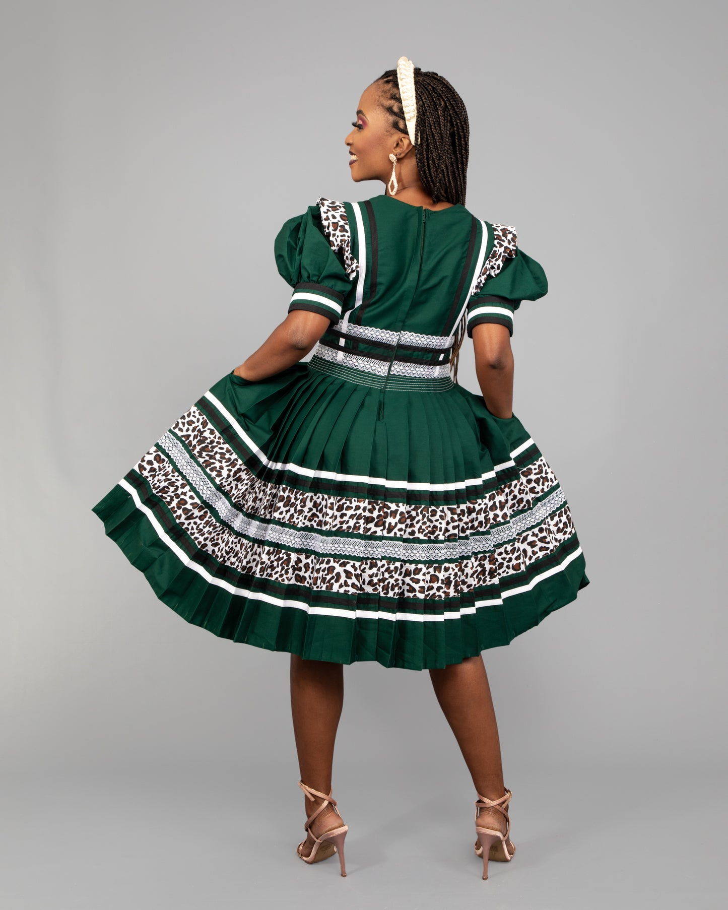 Manaka Bespoke Pleated Dress in Green