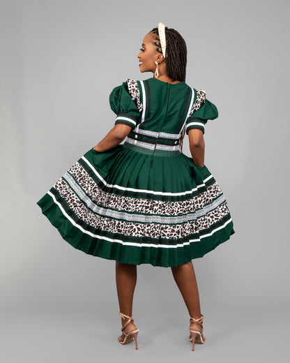 Manaka Bespoke Pleated Dress in Green