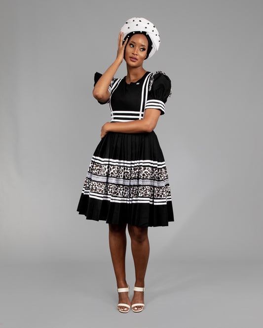 Manaka Bespoke Pleated Dress in Black