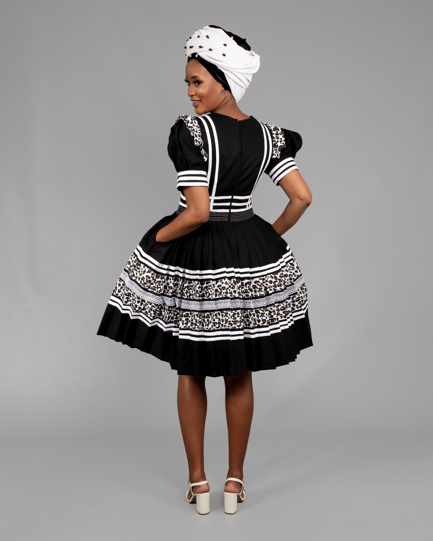 Manaka Bespoke Pleated Dress in Black